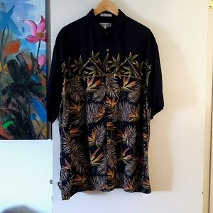 Pierre Cardin Bamboo Print Hawaiian Shirt Size Large